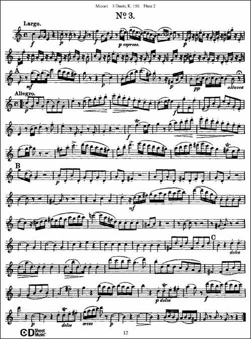 3-Duets-K.156-之第二长笛-二重奏三首-K156号-长笛五线谱|长笛谱