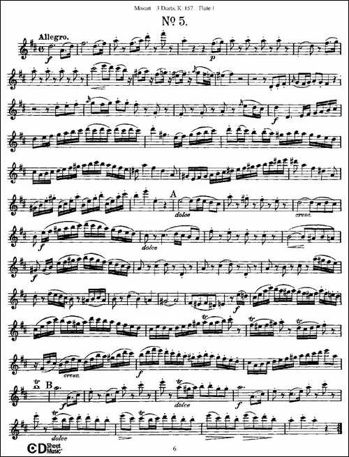 3-Duets-K.157-之第一长笛-二重奏三首-K157号-长笛五线谱|长笛谱