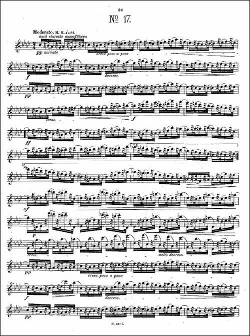 24首长笛练习曲-Op.15-之16—20-长笛五线谱|长笛谱