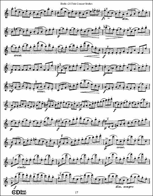 Bach-24-Flutc-Concert-Studies-之6—10-巴赫-长笛五线谱|长笛谱