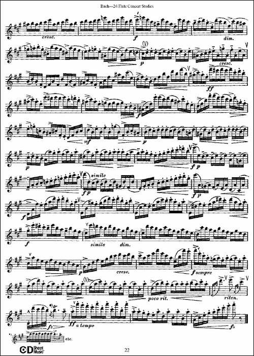 Bach-24-Flutc-Concert-Studies-之11—15-巴-长笛五线谱|长笛谱