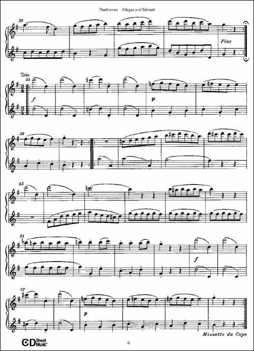 Allegro-and-Minuet-快板及小步舞曲-长笛五线谱|长笛谱