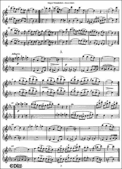 HugotWunderlich-Four-Duets-四首二重奏-长笛五线谱|长笛谱