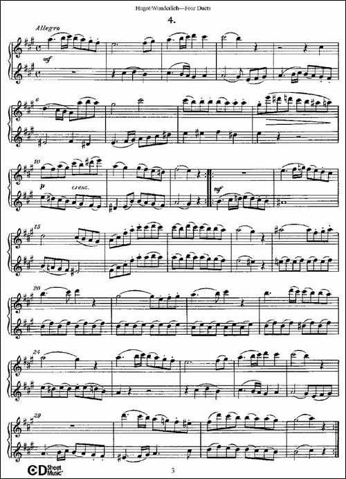HugotWunderlich-Four-Duets-四首二重奏-长笛五线谱|长笛谱