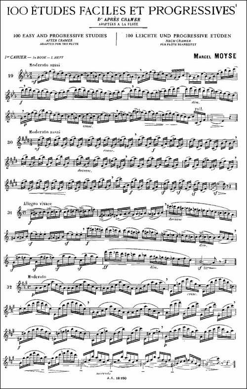 moyse-100首练习曲之19—40-长笛五线谱|长笛谱
