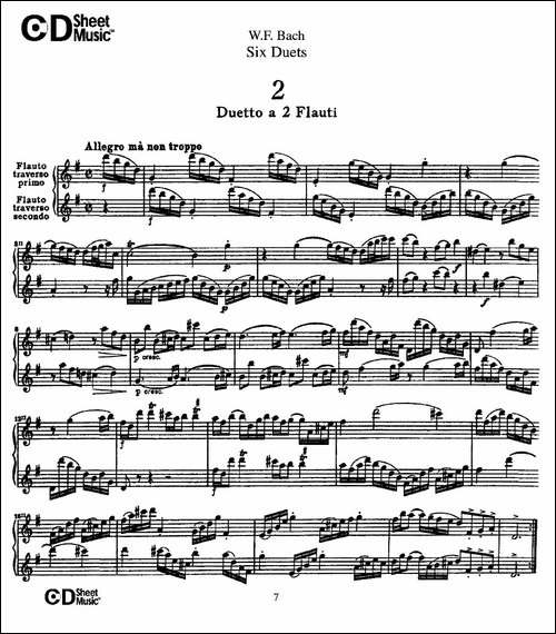 W.F.巴赫—六首二重奏练习曲-2-长笛五线谱|长笛谱