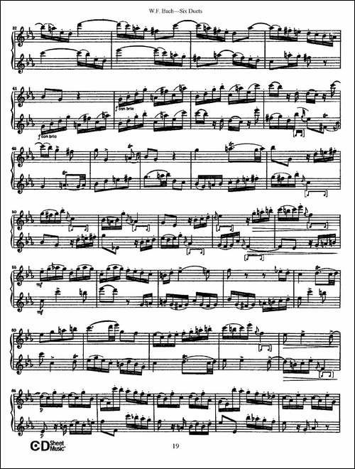 W.F.巴赫—六首二重奏练习曲-3-长笛五线谱|长笛谱