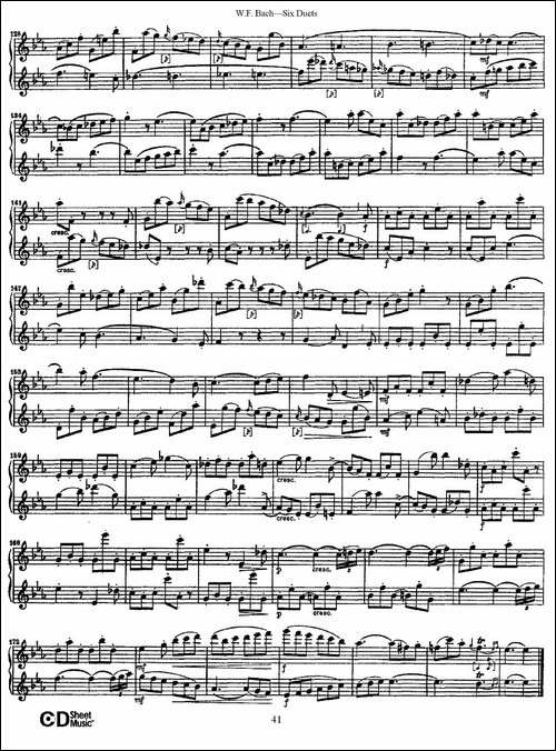 W.F.巴赫—六首二重奏练习曲-5-长笛五线谱|长笛谱