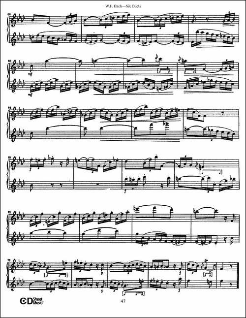 W.F.巴赫—六首二重奏练习曲-6-长笛五线谱|长笛谱