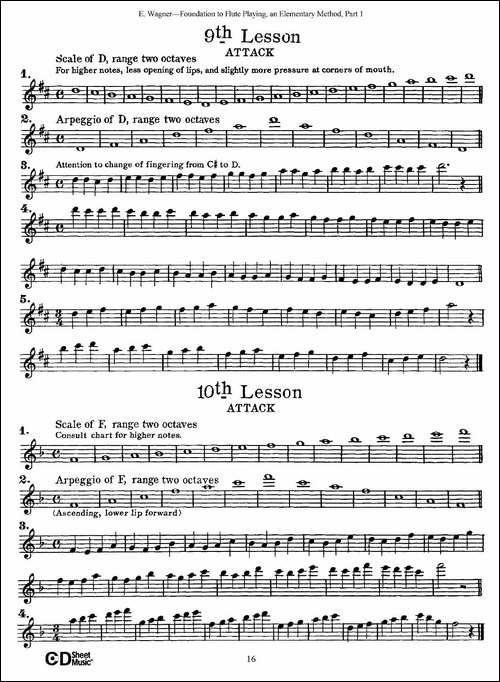 长笛演奏基础教程练习-1—10-长笛五线谱|长笛谱