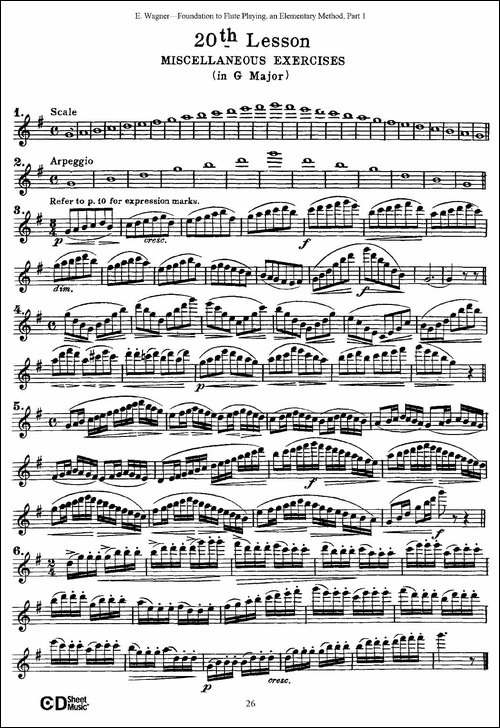 长笛演奏基础教程练习-11—20-长笛五线谱|长笛谱