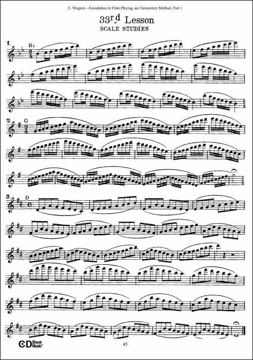 长笛演奏基础教程练习-31—40-长笛五线谱|长笛谱