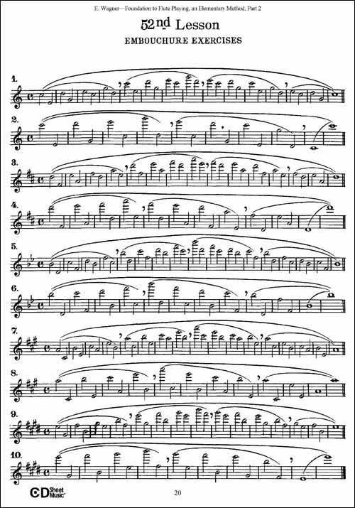 长笛演奏基础教程练习-47—52-长笛五线谱|长笛谱