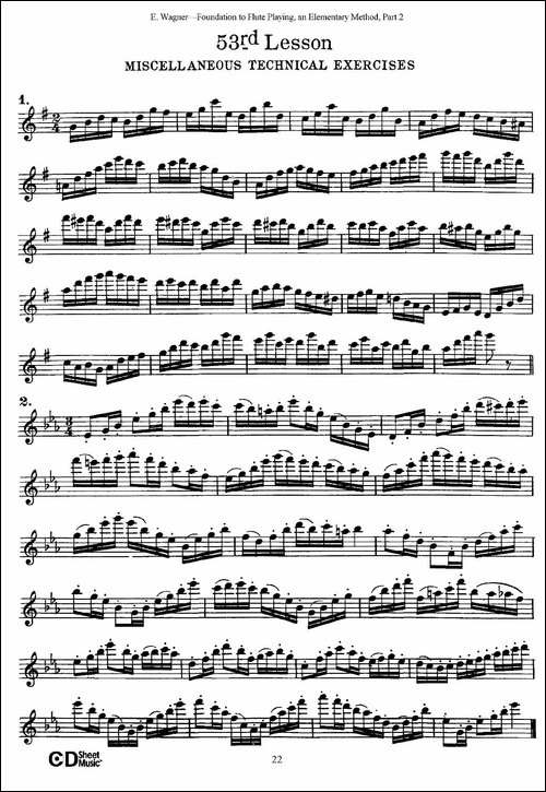 长笛演奏基础教程练习-53—59-长笛五线谱|长笛谱