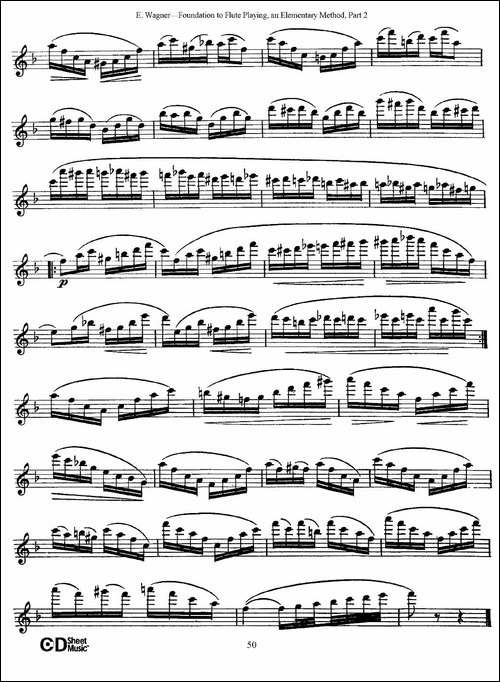 长笛演奏基础教程练习-Etude-4-长笛五线谱|长笛谱