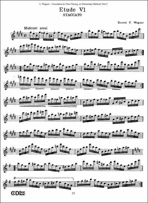 长笛演奏基础教程练习-Etude-6-长笛五线谱|长笛谱