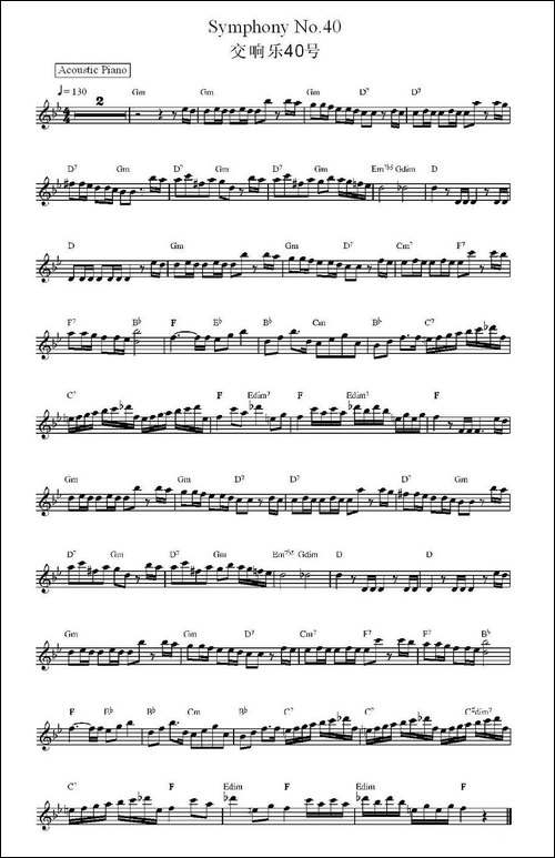交响乐40号-电子琴谱