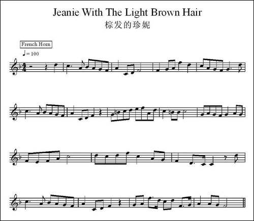 棕发的珍妮-电子琴谱