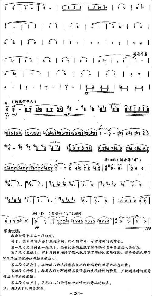 笛箫十级考级曲目：阿诗玛叙事诗-笛箫简谱|笛箫谱
