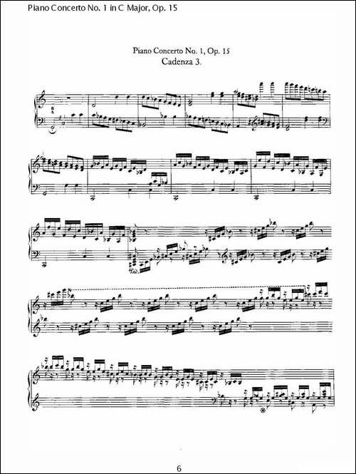 C大调钢琴第一协奏曲 Op.15 华彩乐段-钢琴谱