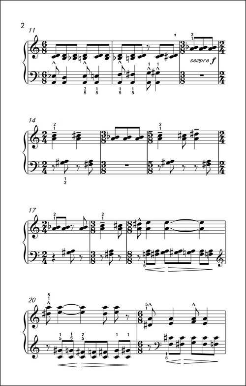 自由变奏-巴托克 小宇宙 钢琴教程 6-钢琴谱