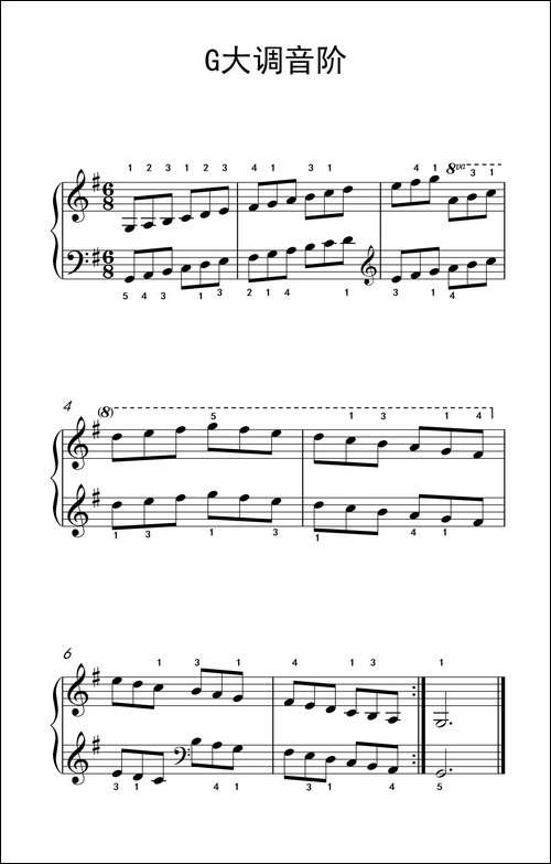 第三级 2.G大调音阶-中央音乐学院 钢琴-业余考级教程 1-3级-钢琴谱