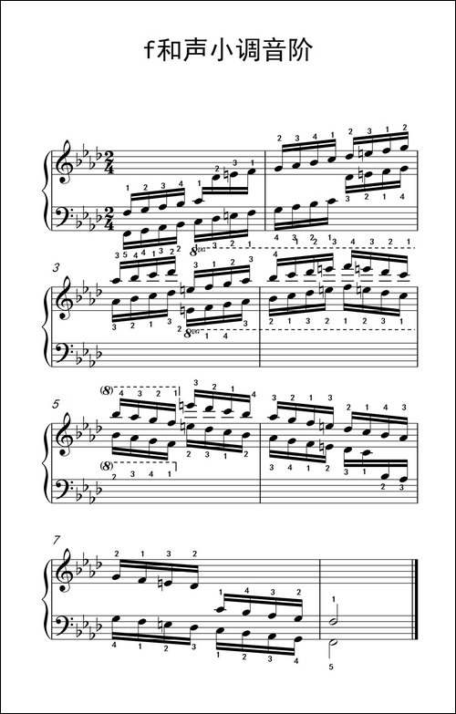 第八级20.f和声小调音阶-中央音乐学院 钢琴-业余考级教程 7-9级-钢琴谱