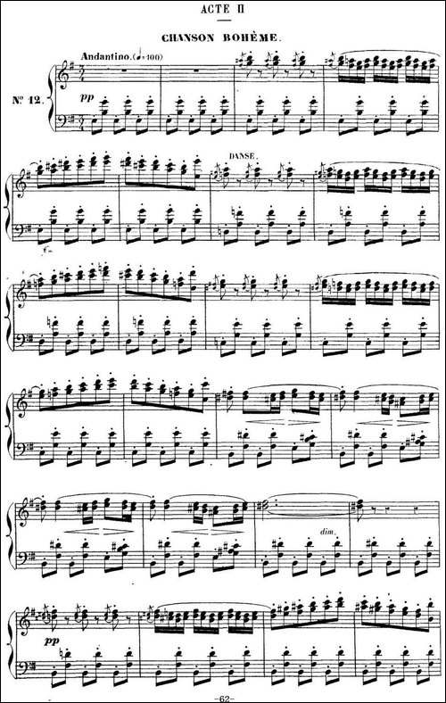 Carmen for Solo Piano-卡门全剧钢琴独奏版-No.12-钢琴谱