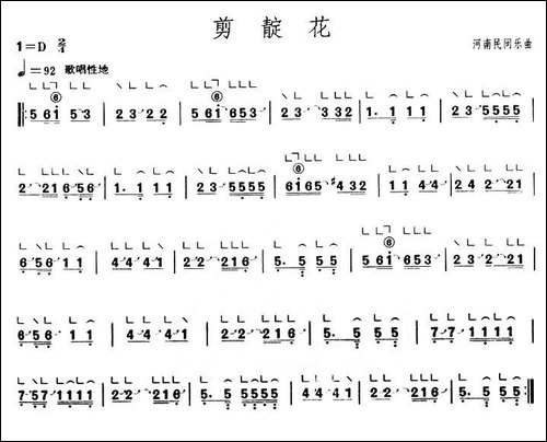 剪靛花-【上海筝会】考级三级曲目-简谱|古筝古琴谱