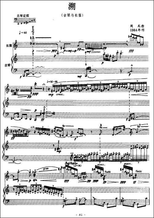 溯-古琴+古筝古琴-简谱|古筝古琴谱