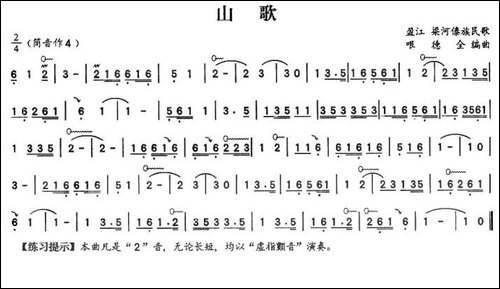 山歌-哏德全编曲版-葫芦丝谱