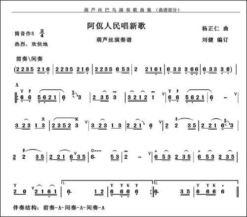 阿佤人民唱新歌-3个版本-葫芦丝谱