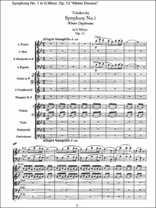 G小调第一交响曲,-Op.13-冬天的梦幻Op.13第一乐章-一-其他谱