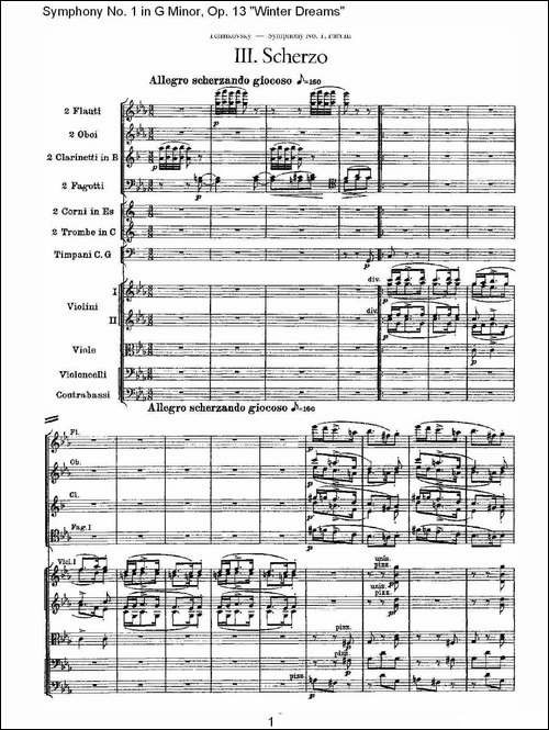 G小调第一交响曲,-Op.13-----冬天的梦幻Op.13第三乐章-其他谱
