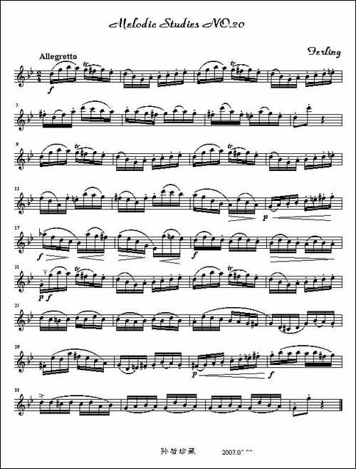 四十八首旋律练习曲之二十-萨克斯谱
