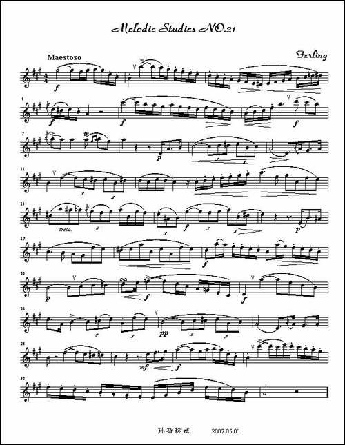 四十八首旋律练习曲之二十一-萨克斯谱