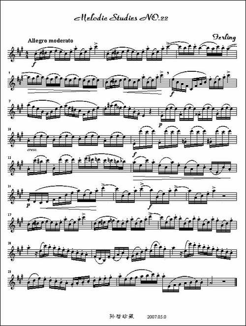 四十八首旋律练习曲之二十二-萨克斯谱