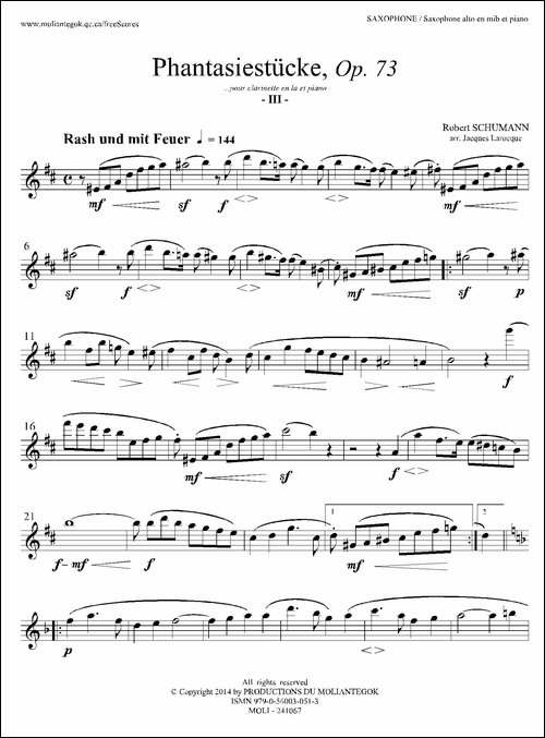 舒曼幻想曲三首-Op73-Ⅲ-萨克斯谱