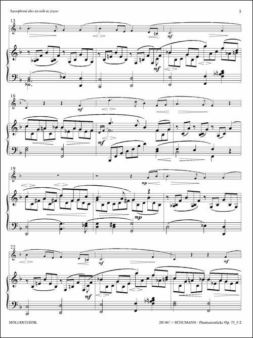 舒曼幻想曲三首-Op73-Ⅱ-中音萨克斯+钢琴伴奏-萨克斯谱