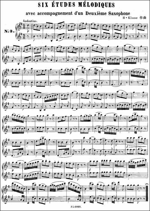 H·Klose二重奏练习曲-No.3-萨克斯谱