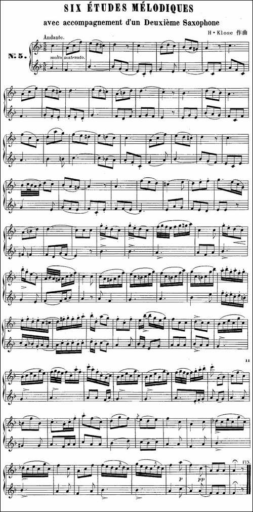 H·Klose二重奏练习曲-No.5-萨克斯谱