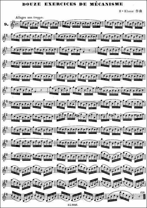 H·Klose练习曲-douze-exercices-de-mecanisme—9-萨克斯谱