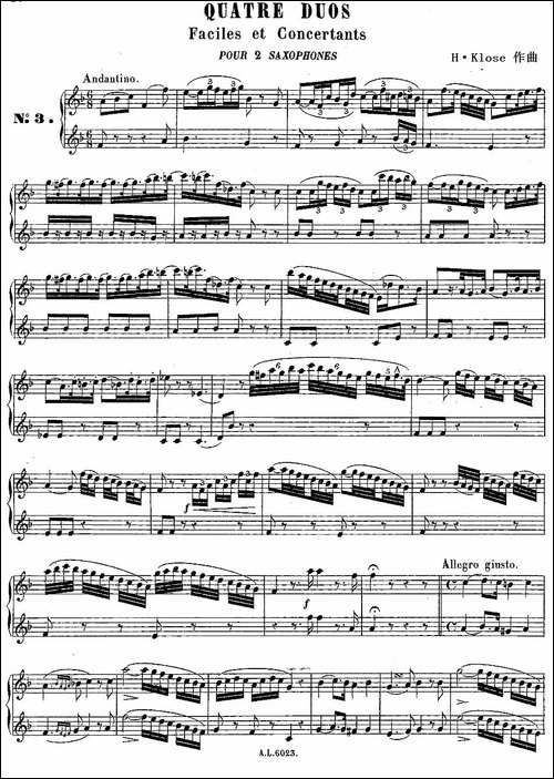 H·Klose练习曲-Quatre-Duos-Faciles-et-Concertants-Pour-2-Saxophones—No-萨克斯谱