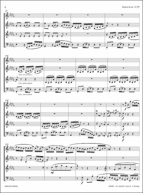 Suite-anglaise-No-2,BWV-807-法国组曲之二·前奏曲-四重奏总谱-萨克斯谱