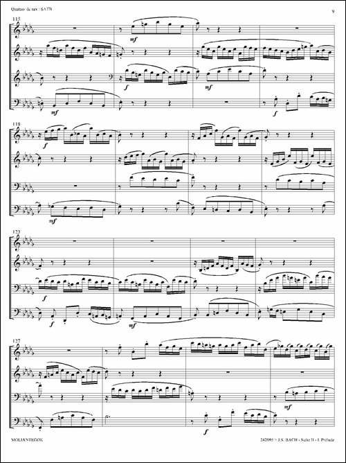 Suite-anglaise-No-2,BWV-807-法国组曲之二·前奏曲-四重奏总谱-萨克斯谱