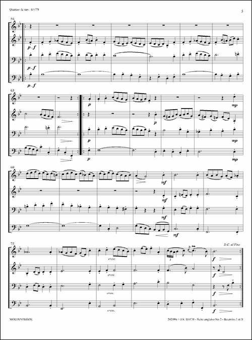 Suite-anglaise-No-2,BWV-807-法国组曲之二·布列舞曲-四重奏总谱-萨克斯谱