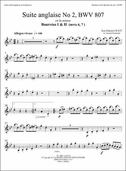 Suite-anglaise-No-2,BWV-807-法国组曲之二·布列舞曲-上低音萨克斯分谱-萨克斯谱