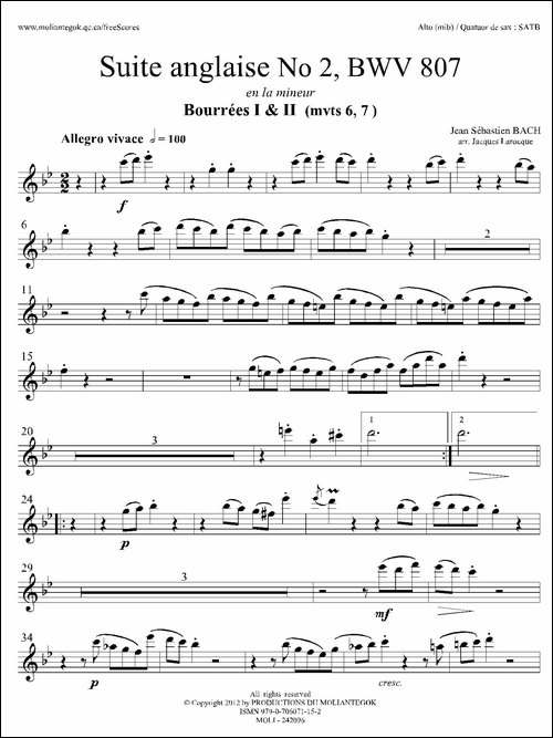 Suite-anglaise-No-2,BWV-807-法国组曲之二·布列舞曲-中音萨克斯分谱-萨克斯谱