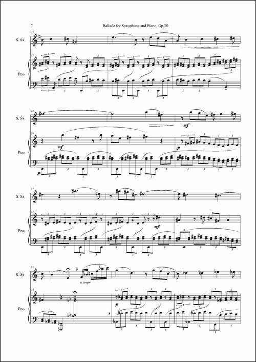 Ballade-叙事曲Op.20-高音萨克斯+钢琴伴奏-萨克斯谱