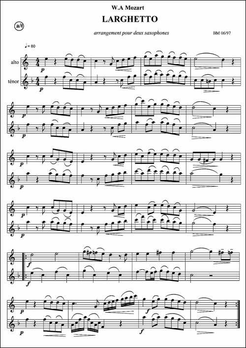 LARGHETTO-稍缓慢曲BM-0697-二重奏-萨克斯谱